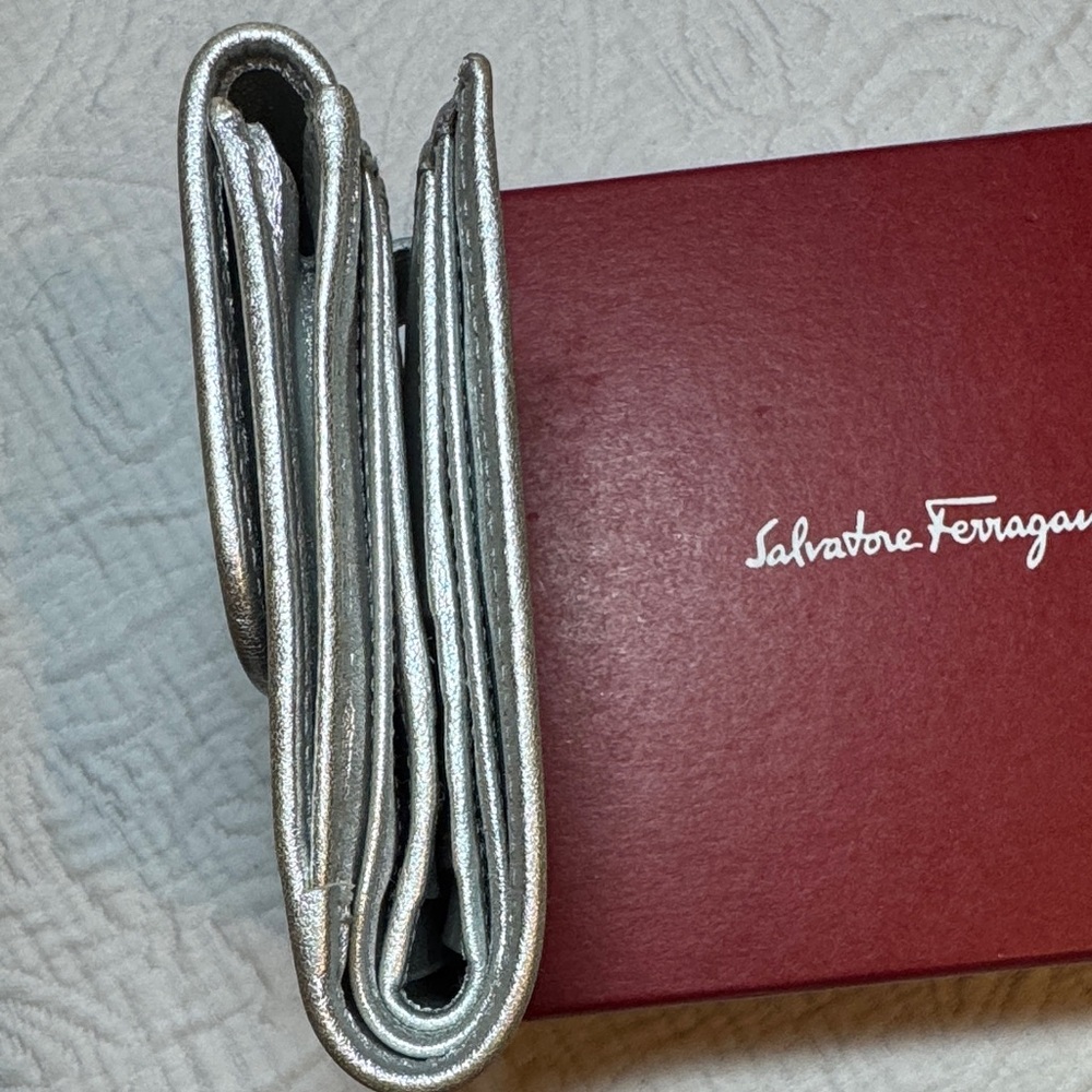 Salvatore Ferragamo Metallic Silver Wallet with Red Box! - Picture 14 of 16